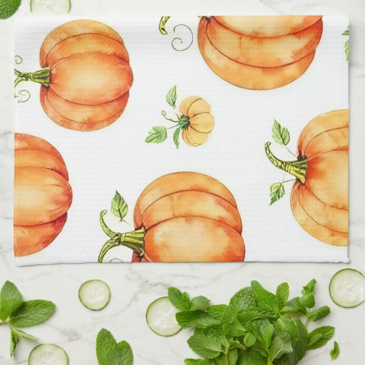 Watercolour Pumpkins Geschirrtuch (Gefaltet)