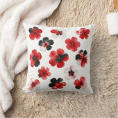 Watercolour Red Black White Floral  Kissen (Decke)