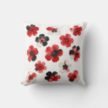 Watercolour Red Black White Floral 