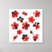 Watercolour Red Black White Floral  Leinwanddruck (Vorderseite)