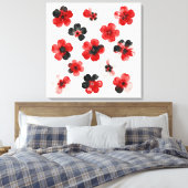 Watercolour Red Black White Floral  Leinwanddruck (Insitu (Schlafzimmer))