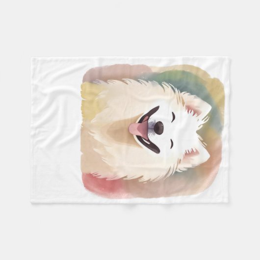 Watercolour Samoyed Dog Sticker1 Fleecedecke (Vorderseite (Horizontal))