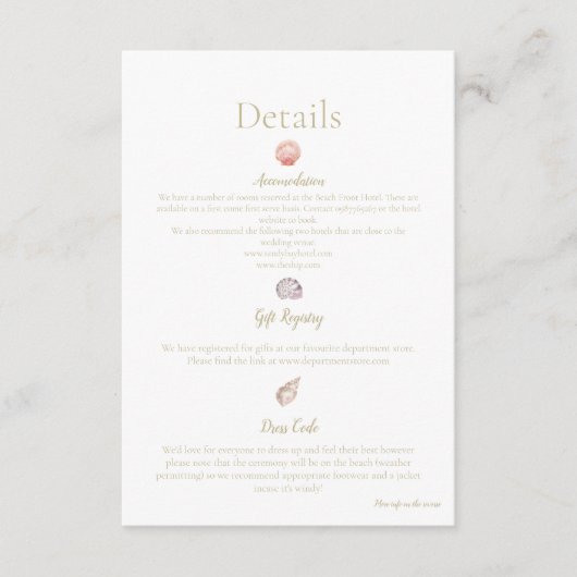 Watercolour Sea Shell Enclosure Card Begleitkarte (Vorderseite)