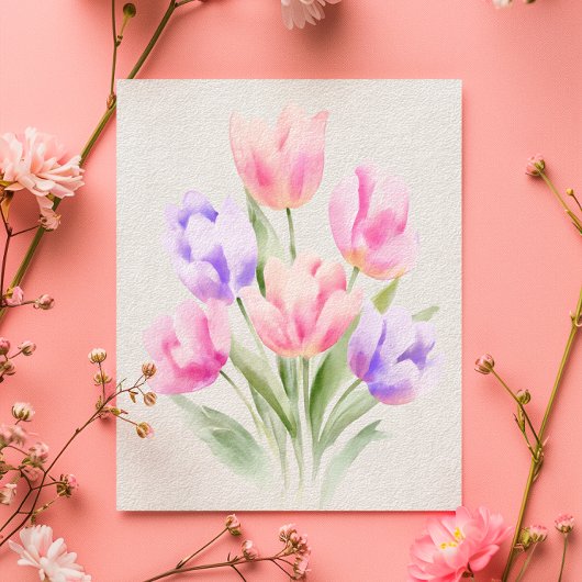 Watercolour Tulips Mother’s Day Card Karte