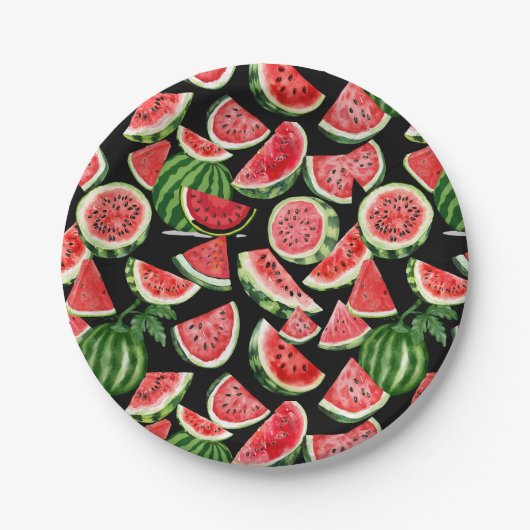 Watercolour Watermelon Paper Plates – Summer Party Pappteller (Vorderseite)