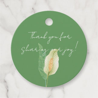 Watercolour white peace lily - mimimalist wedding geschenkanhänger