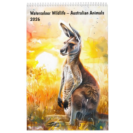 Watercolour Wildlife – Australian Animals 2026 Kalender (Titelbild)