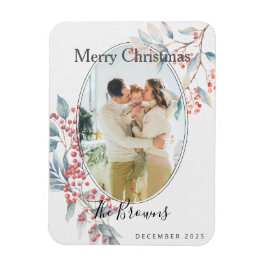 Watercolour Winter Berries X-mas Photo Magnet