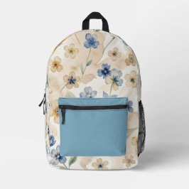 Watercolour Yellow and Blue Floral Bedruckter Rucksack