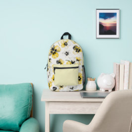 Watercolour Yellow Floral Bedruckter Rucksack