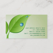 Waterdrops auf Blätter-Geschäfts-Karte Visitenkarte (Rückseite)