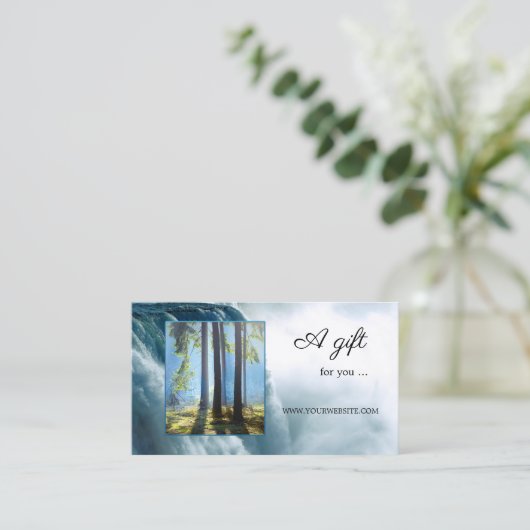 Waterfall Beauty Spa Photo Gift Certificate Card Rabattkarte (Stehend Vorderseite)