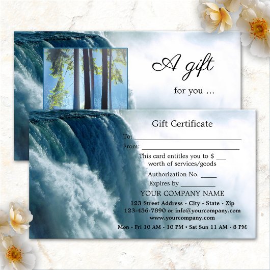 Waterfall Beauty Spa Photo Gift Certificate Card Rabattkarte