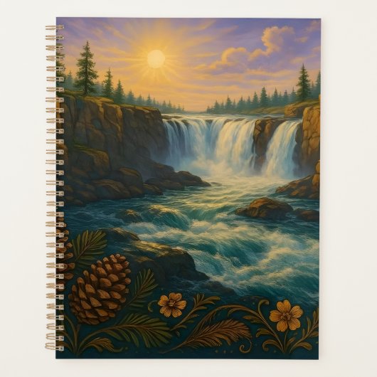 Waterfall-Berg-Morgen-Sonnenaufgang Planer (Vorderseite)