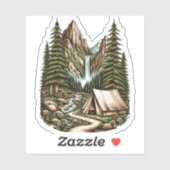 Waterfall Campsite Vinyl Sticker | Die-Cut-Sticker (Blatt)