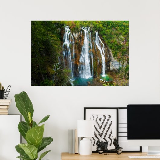 Waterfall elevated view, Croatia Poster (Heimbüro)