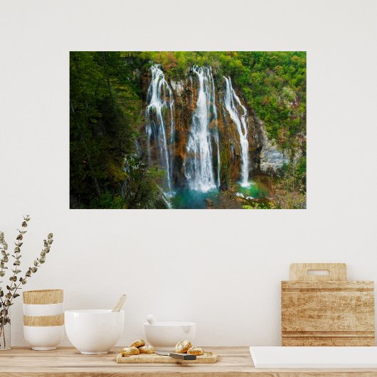 Waterfall elevated view, Croatia Poster (Küche)