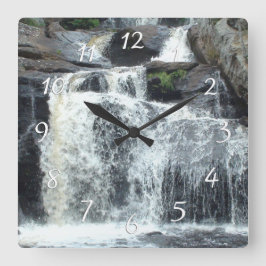 Waterfall-Fotografie-Uhr Quadratische Wanduhr
