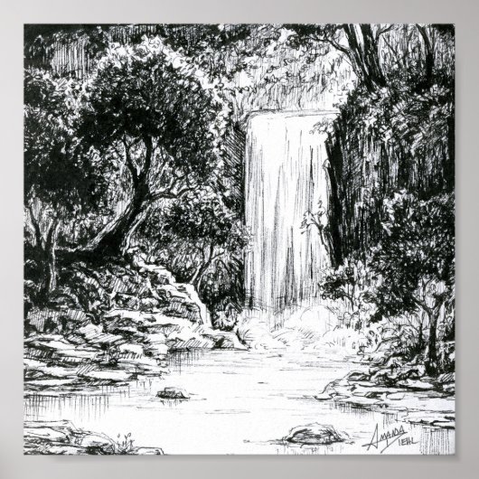 Waterfall in the Woods Poster (Vorne)