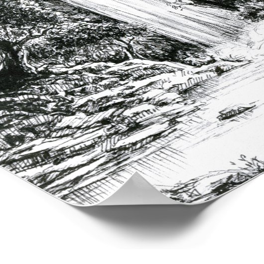 Waterfall in the Woods Poster (Ecke)