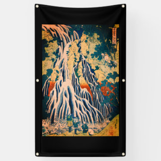 WATERFALL JAPANESE WOODBLOCK DRUCKHOKUSAI Banner