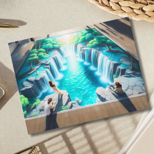 Waterfall-Welt-Kreide-Straßenkunst Postkarte