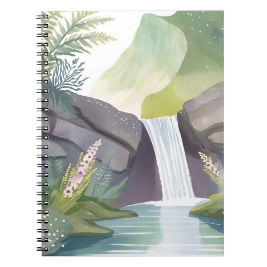 Waterfall Whisper | Nature Watercolor Landscape Notizblock (Vorderseite)
