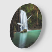 Waterfalls | Erawan Waterfall, Thailand Große Wanduhr (Winkel)