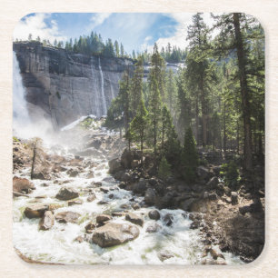 Waterfalls Nevada Fall, Yosemite, CA Rechteckiger Pappuntersetzer