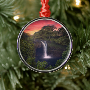 Waterfalls   Rainbow Falls, Hilo, Hawaii Ornament Aus Metall