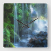 Waterfalls | Shinmata Ravine, Japan Quadratische Wanduhr (Vorderseite)