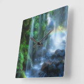 Waterfalls | Shinmata Ravine, Japan Quadratische Wanduhr (Winkel)