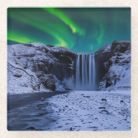 Waterfalls | Skógafoss Waterfall Glasuntersetzer (Vorderseite)