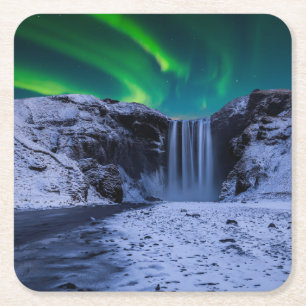 Waterfalls   Skógafoss Waterfall Rechteckiger Pappuntersetzer