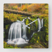 Waterfalls | Triberg Waterfalls, Germany Quadratische Wanduhr (Vorderseite)
