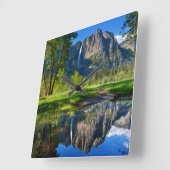 Waterfalls | Yosemite Falls, California Quadratische Wanduhr (Winkel)
