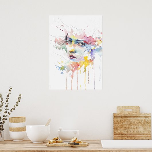 Waterfarbene Frauengesicht Poster (Küche)