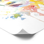 Waterfarbene Woman's Face Decoupage Print Poster (Ecke)