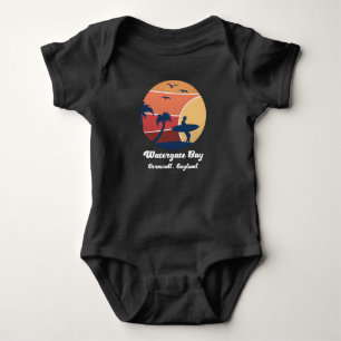 Watergate Bay Cornwall England Surfen Vintage Sonn Baby Strampler