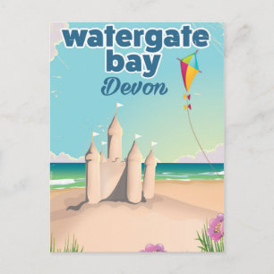 Watergate Bay Devon Sandburgen-Ferienposter Feiertagspostkarte