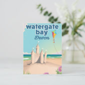 Watergate Bay devon Sandcastle-Urlaubsposter Feiertagspostkarte (Stehend Vorderseite)