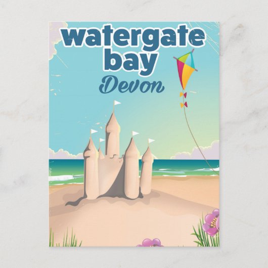 Watergate Bay devon Sandcastle-Urlaubsposter Feiertagspostkarte (Vorderseite)