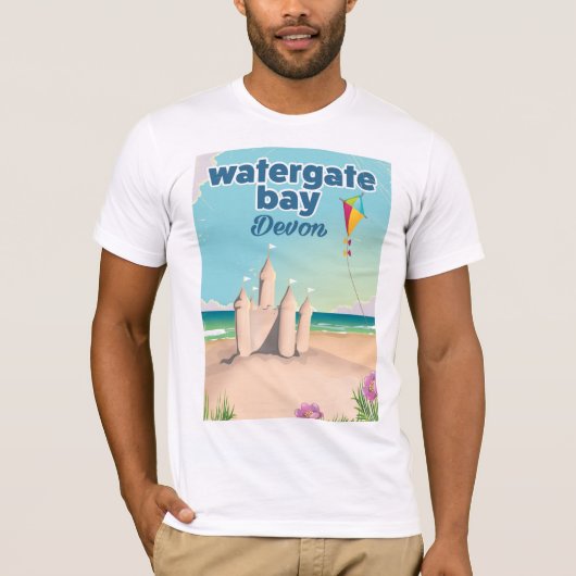 Watergate Bay devon Sandcastle-Urlaubsposter T-Shirt (Vorderseite)