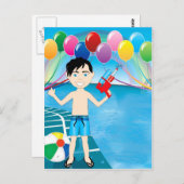 Watergun Pool Boy Postkarte (Vorne/Hinten)