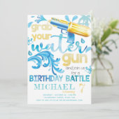 Watergun Sommer Geburtstagsparty für Junge Einladung (Stehend Vorderseite)