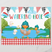 Waterhole Barnyard Animal Duck Party Table Sign (Vorderseite)
