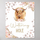 Waterhole Highlander Kuh Boho Farm Geburtstag Poster (Vorne)