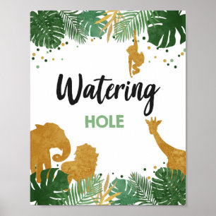 Waterhole Safari Wilde Tiere Gold Geburtstag Poster