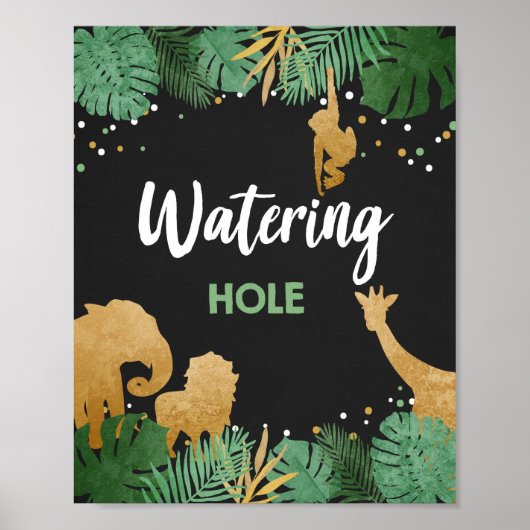Waterhole Safari Wilde Tiere Gold Geburtstag Poster (Vorne)