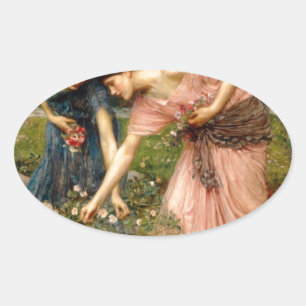 Waterhouse-gather_ye_rosebuds-1909. Ovaler Aufkleber